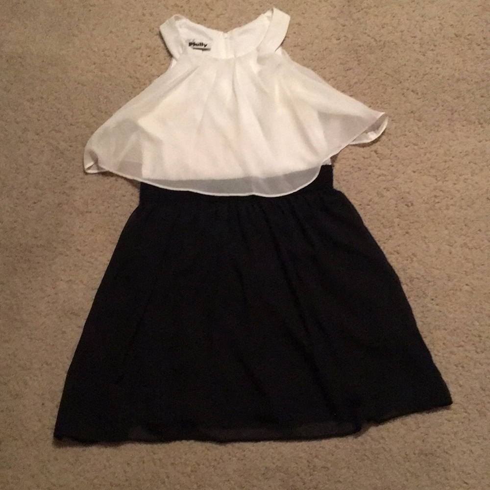Black and white dress.